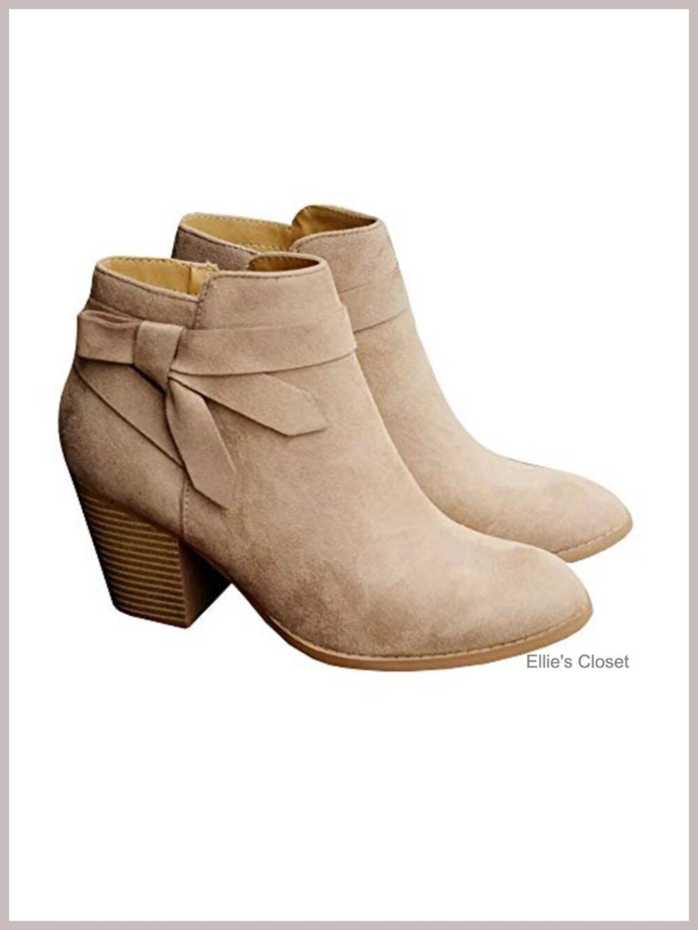 Faux Suede Chelsea Ankle Booties Stacked Heel Zip Knot Women's Boots